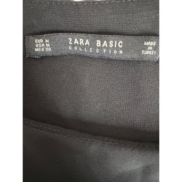 2/$30 Zara M Basic Collection Black Sleeveless Top With Lace Hem - Picture 3 of 12